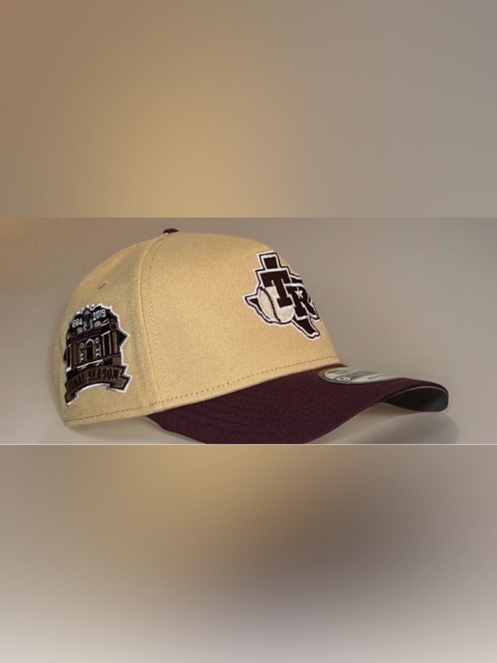 New Era Texas Rangers 9FORTY A-Frame Snapback Hat Tan / Maroon Cooperstown NWT - Picture 3 of 8